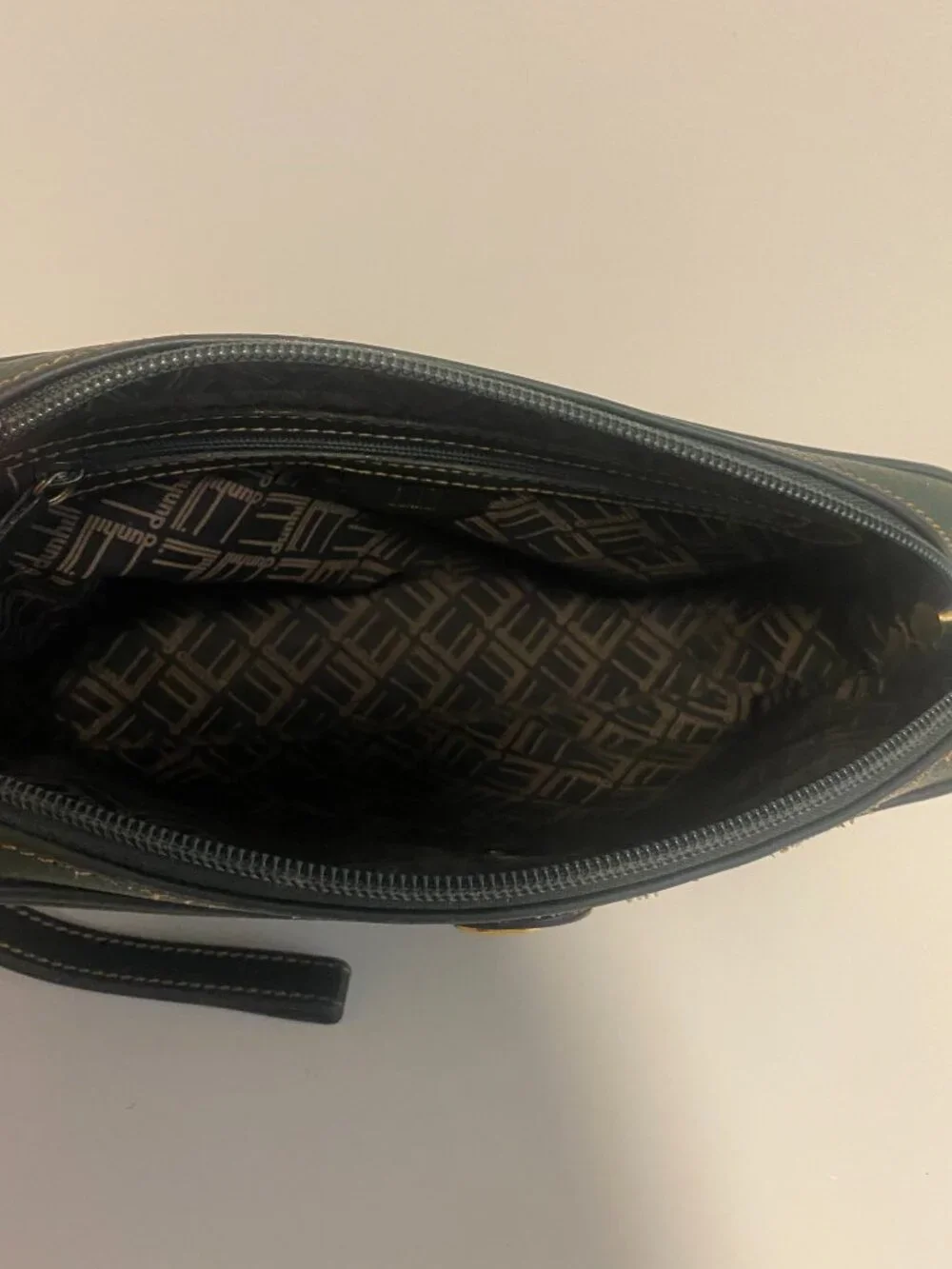 Dunhill Green Leather Clutch Bag Vintage Zip Top Organizer Travel Pouch/Wrislet - Picture 5 of 16